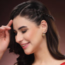 Gold Plated Geometric Crystal Vine Jhumka Ear Cuff Earrings for Women & Girls