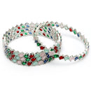 ZENEME Set of 4 Rhodium Plated Prismatic Harmony Multicolour Bangles for Women & Girls (2.4)