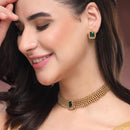 ZENEME Gold Toned CZ Choker Necklace Set for Women Traditional Jewellery Set with Matching Earrings