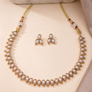 ZENEME Gold-Plated Stone Studded Pearl Choker Necklace Set with Earrings for Women & Girls