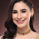 ZENEME Gold Toned CZ Choker Necklace Set for Women Traditional Jewellery Set with Matching Earrings