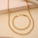 Gold Plated Bold Classic Cuban Link Chain & Bracelet Set for Men & Boys