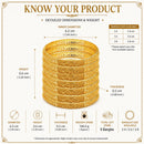 ZENEME Set of 8 Gold Plated Golden Leaf & Dotted Textured Bangles for Women & Girls