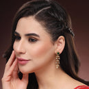 Gold Plated Crystal Pearl Drop Earrings for Women & Girls