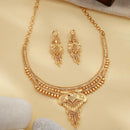 ZENEME Gold Plated Alloy Leaf Cluster Traditional Temple Necklace Set with Matching Earring Jewellery Set For Women & Girls