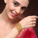 ZENEME Set of 12 Gold Plated Handcrafted Textured Classic Bangles for Women & Girls (2.4)