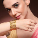 ZENEME Set of 12 Gold Plated One Gram Traditional Bangles for Women & Girls