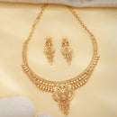 ZENEME Gold Plated Alloy Leaf Dangle Royal Temple Necklace Set with Matching Earring Jewellery Set For Women & Girls
