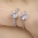 Set of 2 Rhodium Plated AD Solitaire Elegance Adjustable Ring Combo for Women & Girls