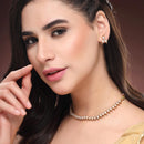 ZENEME Gold-Plated Stone Studded Pearl Choker Necklace Set with Earrings for Women & Girls