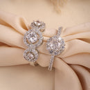 Set of 2 Rhodium Plated AD Regal Crystal Adjustable Ring Combo for Women & Girls