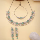 ZENEME Set of 3 Rhodium Plated AD Necklace Set & Bracelet Jewellery Set For Women & Girls