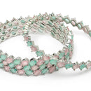ZENEME Set of 4 Rhodium Plated Prismatic Harmony Pin & Green Bangles for Women & Girls (2.4)