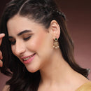 Gold Plated Emerald Teardrop Floral Pearl Drop Earrings for Women & Girls