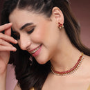 ZENEME Gold-Plated Stone Studded Pearl Choker Necklace Set with Earrings for Women & Girls