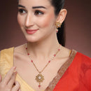 ZENEME Gold Plated Pink Beaded Floral Pendant Necklace Set with Earrings for Women & Girls