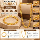 Gold Plated Classic Gold Figaro Link Chain & Bracelet Set for Men & Boys