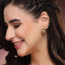Gold Plated Floral Leaf Vine Jhumka Ear Cuff Earrings for Women & Girls