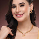 ZENEME Gold Plated Traditional Pearl Cluster Necklace with Matching Earring Antique Jewellery Set For Women & Girls Gold Toned Necklace Set For Woman