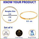 Set Of 4 Gold-Plated Flower Shaped Textured Handcarfted Classic Bangles