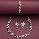 ZENEME Set of 3 Rhodium Plated AD Necklace Set & Bracelet Jewellery Set For Women & Girls