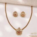 ZENEME Gold Plated AD Traditional Floral Medallion Necklace Set with Matching Earring Jewellery Set For Women & Girls