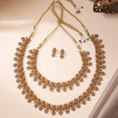 ZENEME Set of 4 Antique Gold Plated Brass With Pearl Traditional South Indian Bridal Jewellery Set For Women & Girls Gold Toned