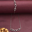 ZENEME Set of 2 Silver Plated AD Interlocking Pear Halo Link Necklace & Bracelet Combo Jewellery For Women & Girls Silver Toned