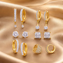 Gold Plated Hoop, Stud & Drop Earring Combo Set of 6 Pairs for Women & Girls