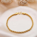 Gold Plated Anti-Tarnish Twisted Rope Link Bracelet for Men & Boys