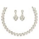 Rhodium Plated Silver Toned Teardrop Shaped White Cubic Zirconia Studded Jewellery Set