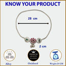 Rhodium Plated Silver Toned Flower Shaped Red Green Cubic Zirconia studded Charm Anklets