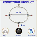 Rhodium Plated Silver Toned Red & Blue cubic Zirconia studded Charm Anklets
