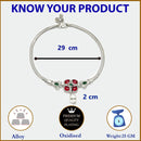 Rhodium Plated Silver Toned Flower Red Green Cubic Zirconia Studded Pearl Anklets