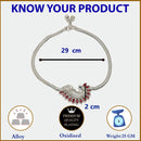 Rhodium Plated Silver Toned Peacock Red Cubic Zirconia Stone Studded Anklets