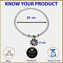 Rhodium Plated Silver Toned Flower Shaped Blue Red Green Cubic Zirconia studded Charm Anklets