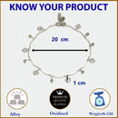 Rhodium Plated Silver Toned Heart White cubic Zirconia studded Charm Anklets