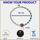 Rhodium Plated Silver Toned Flower Shaped Red Cubic Zirconia studded Pearl Anklets