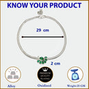 Rhodium Plated Silver Toned Flower Green cubic Zirconia studded Anklets