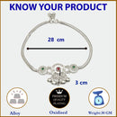 Rhodium Plated Silver Toned Flower Red Green Cubic Zirconia Studded Anklets