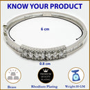 Rhodium Plated Silver Toned Minimal Round White American Diamond Studded Cuff Bracelet