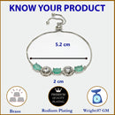 Rhodium Plated Silver Toned White Round & Mint Green Oval AD Studded Wraparound Adjustable Bracelet