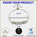 Rhodium Plated Silver Toned White Round &  Square Cut AD Studded Wraparound Adjustable Bracelet