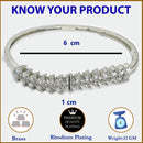 Rhodium Plated Silver Toned Leaf Shaped White  American Diamond Studded Bracelet