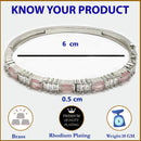 Rhodium Plated Silver Toned Pink & White American Diamond Studded Bracelet