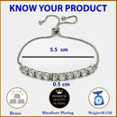 Rhodium Plated Silver Toned White American Diamond Studded Bracelet