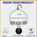 Rhodium Plated Silver Toned White Round & Rectangle American Diamond Studded Wraparound Adjustable Bracelet