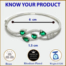 Rhodium Plated Silver Toned Emerald Green American Diamond Studded Bracelet