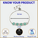 Rhodium Plated Silver Toned White Round & Mint Green Square Cut AD Studded Bracelet | Wraparound Adjustable Bracelet