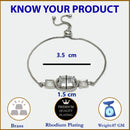 Rhodium Plated Silver Toned Rectangular White American Diamond Studded Bracelet